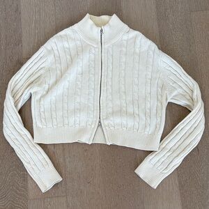 Garage Cream Cable Knit Cardigan